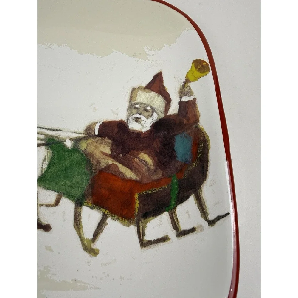 Williams Sonoma Santa & His Reindeer Serving Platter 9